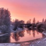 Loimijoki auringonlaskun aikaan 12.1.2018.